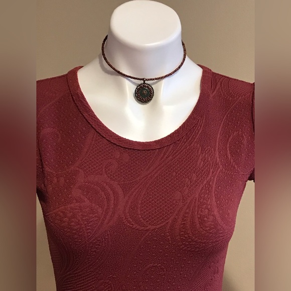 LuLa Roe Red Fit And Flare Short Sleeves Dress Size XS Embroidered Swirl Designs - Picture 2 of 12